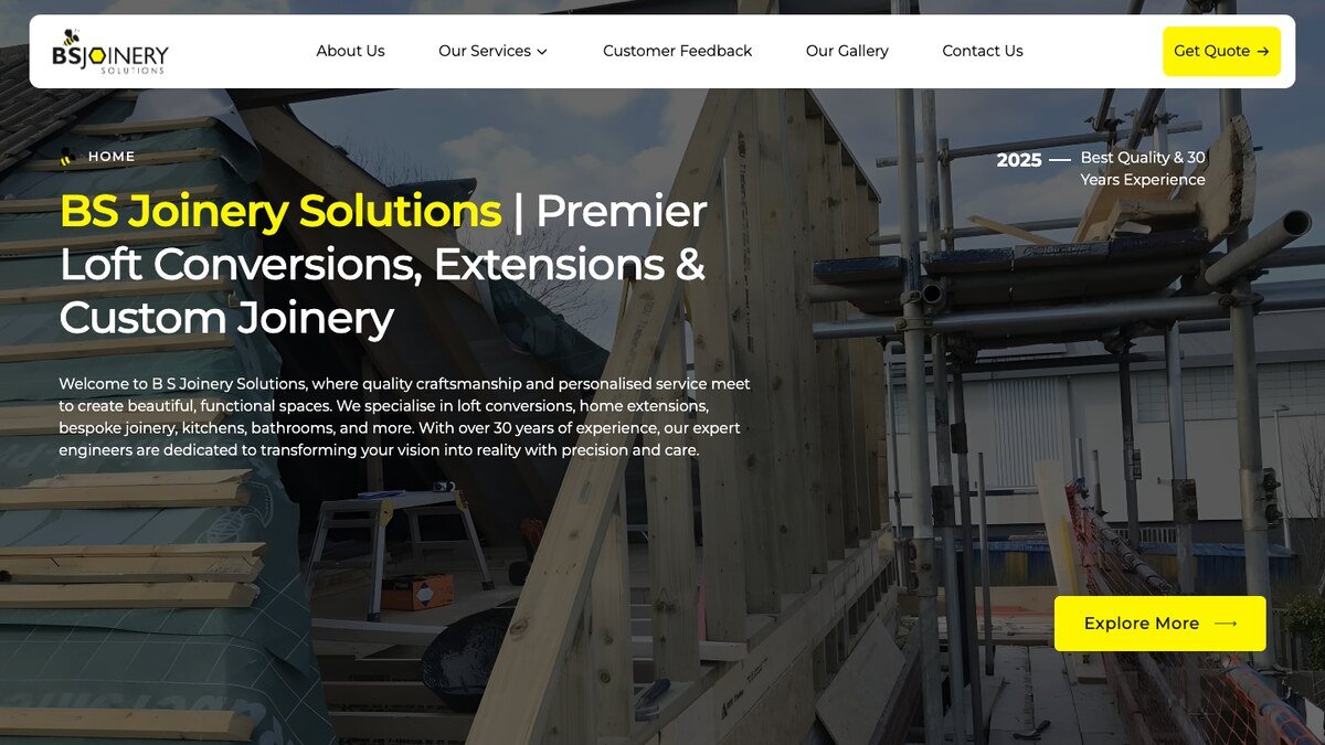 BS Joinery Solutions WordPress website developed by AlnairTech