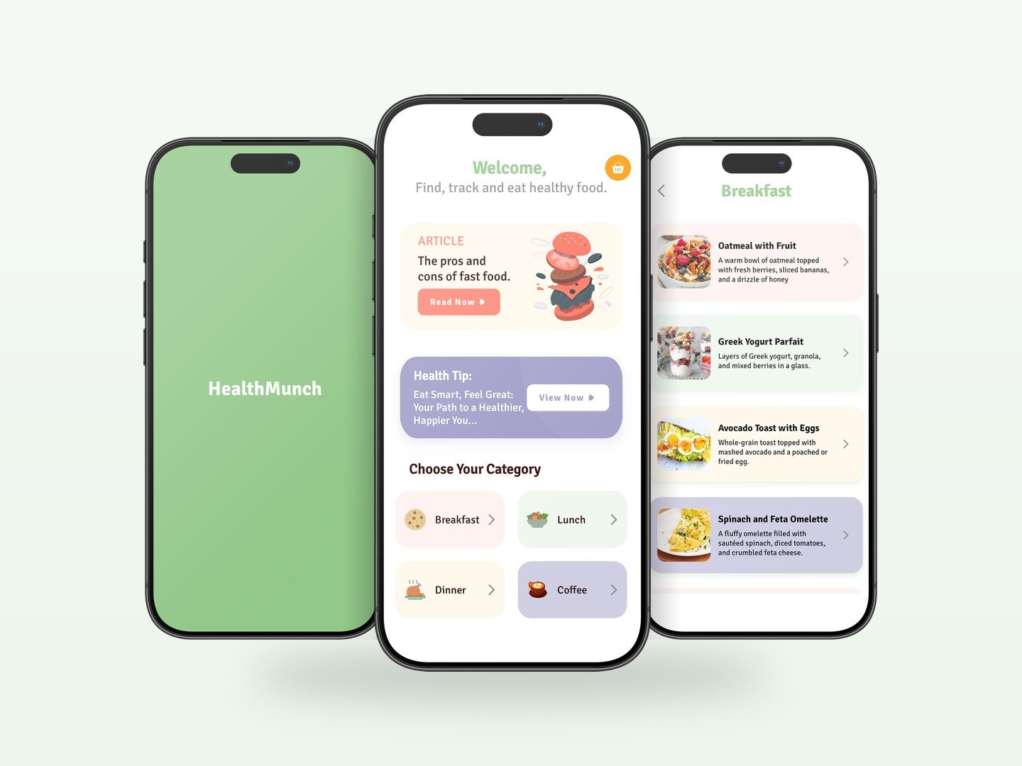 HealthMunch healthy food mobile app by AlnairTech